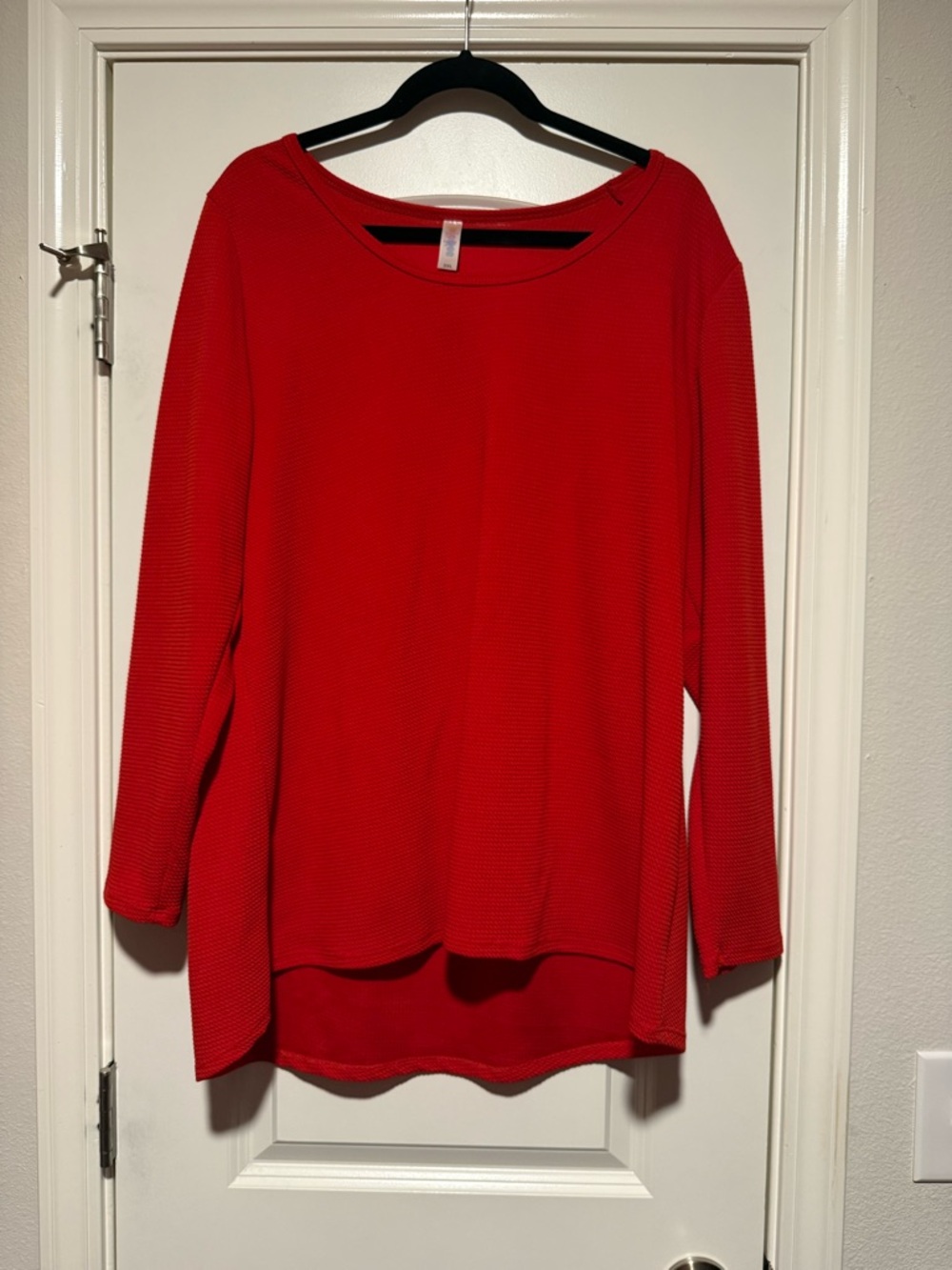 LuLaRoe Bold Red Textured Crew Neck Top